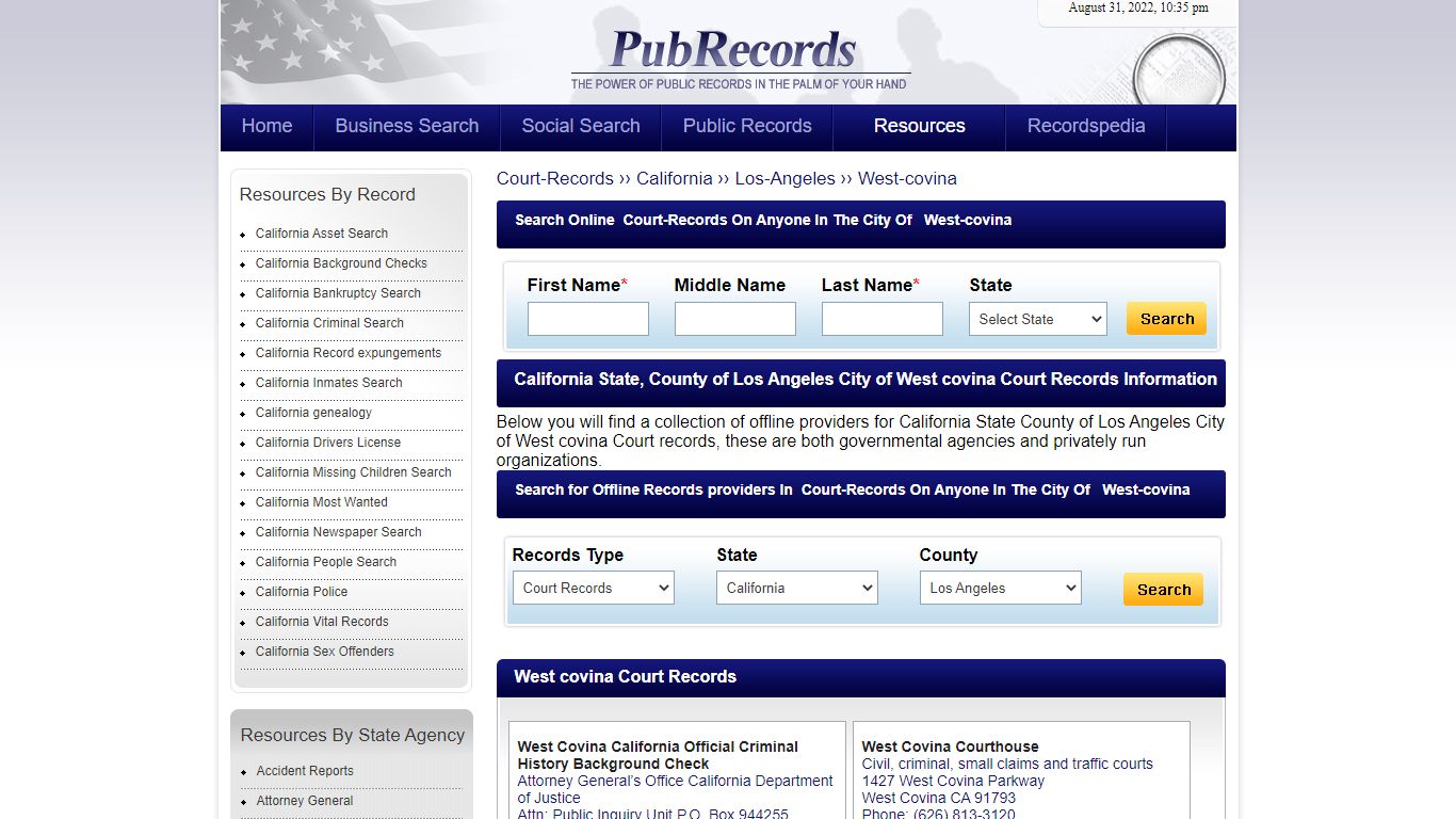 West covina, Los Angeles County, California Court Records